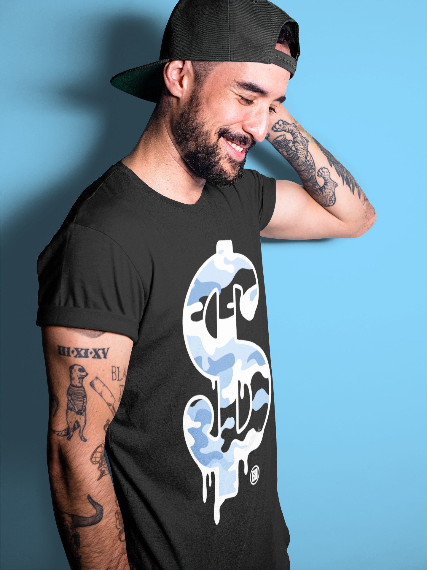 Dollar Camo Unisex Tops - Air Jordan 1 University Blue