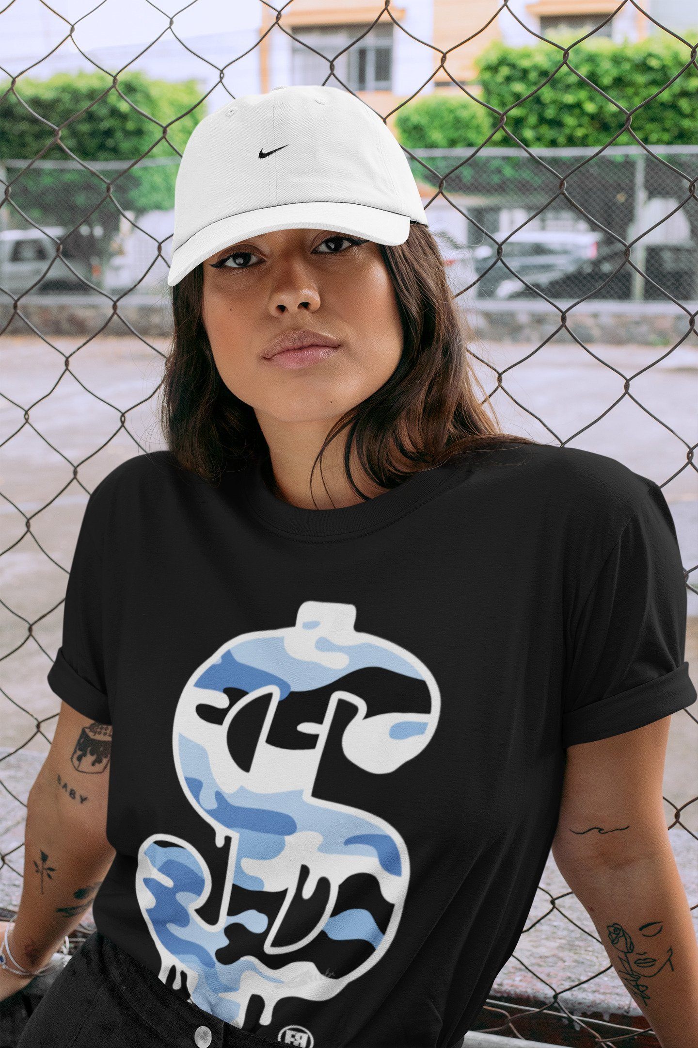 Dollar Camo Unisex Tops - Air Jordan 1 University Blue