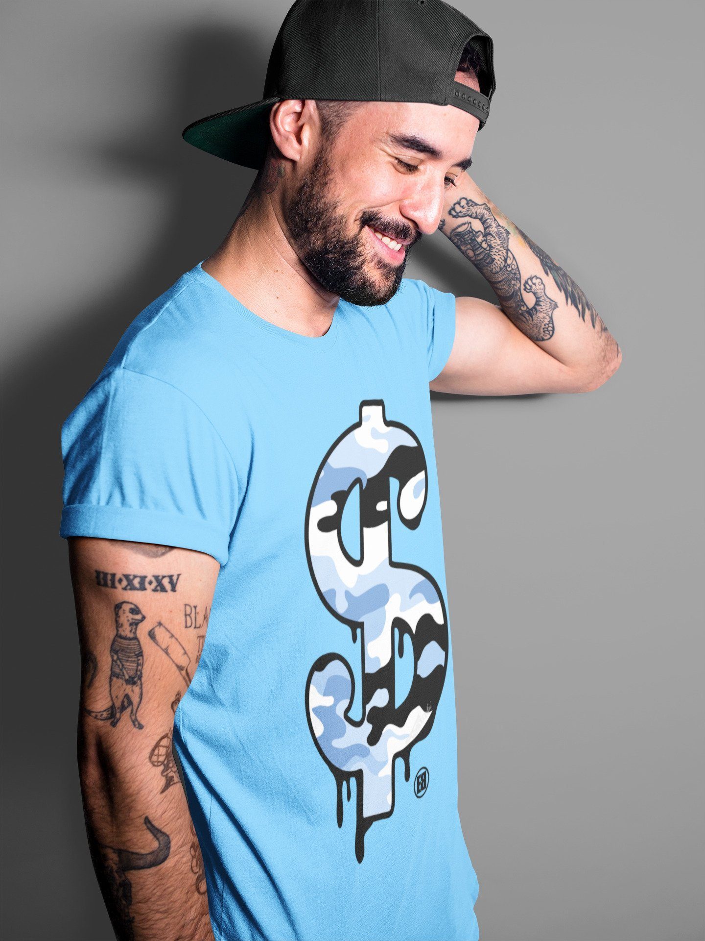 Dollar Camo Unisex Tops - Air Jordan 1 University Blue