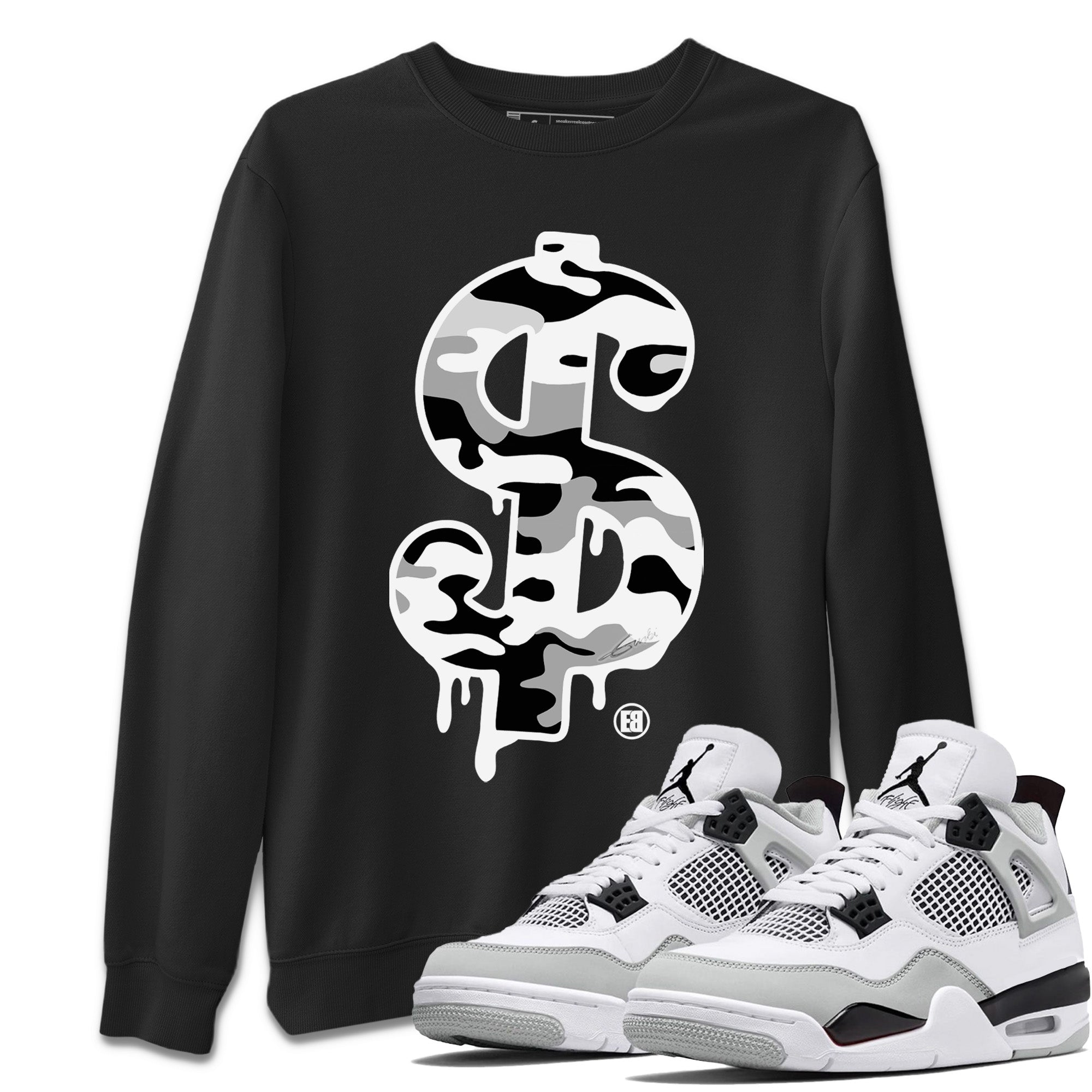 Dollar Camo Unisex Tops - Air Jordan 4 Military Black