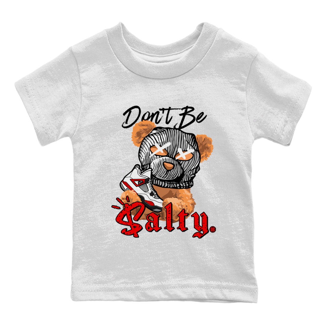 Don't Be Salty Bear Kids Tops - Air Jordan 4 Red Cement