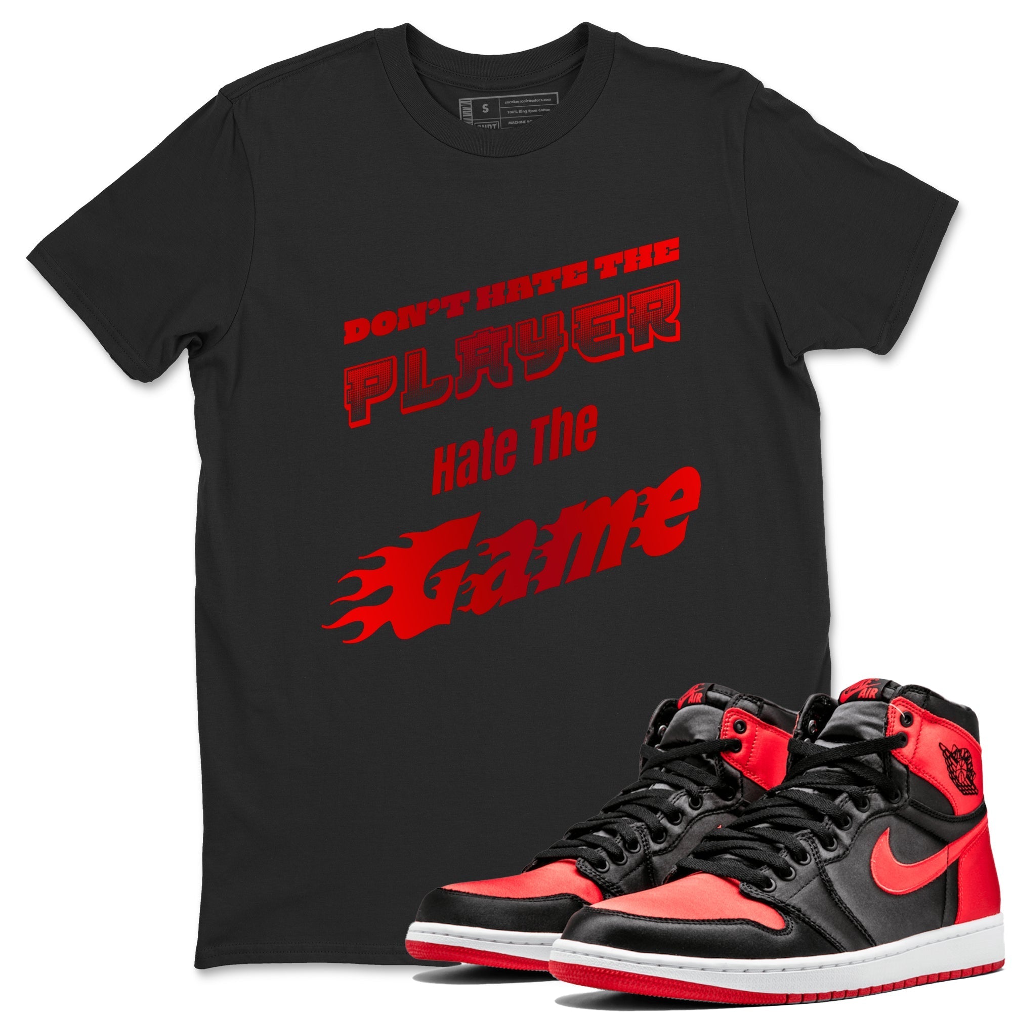 Don't Hate The Player snkmatch Tee - Air Jordan 1 Satin Bred