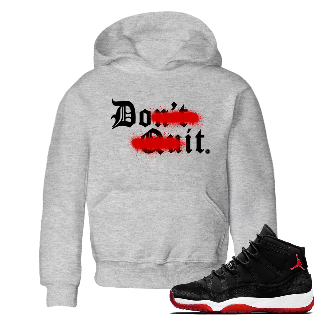 Don't Quit Do It snkmatch Tees Kids - Air Jordan 11 Bred Velvet
