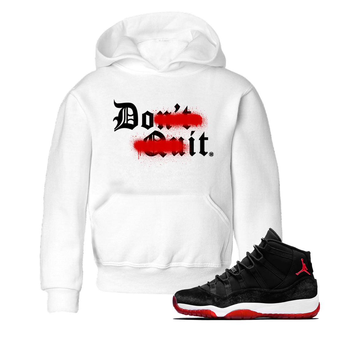 Don't Quit Do It snkmatch Tees Kids - Air Jordan 11 Bred Velvet