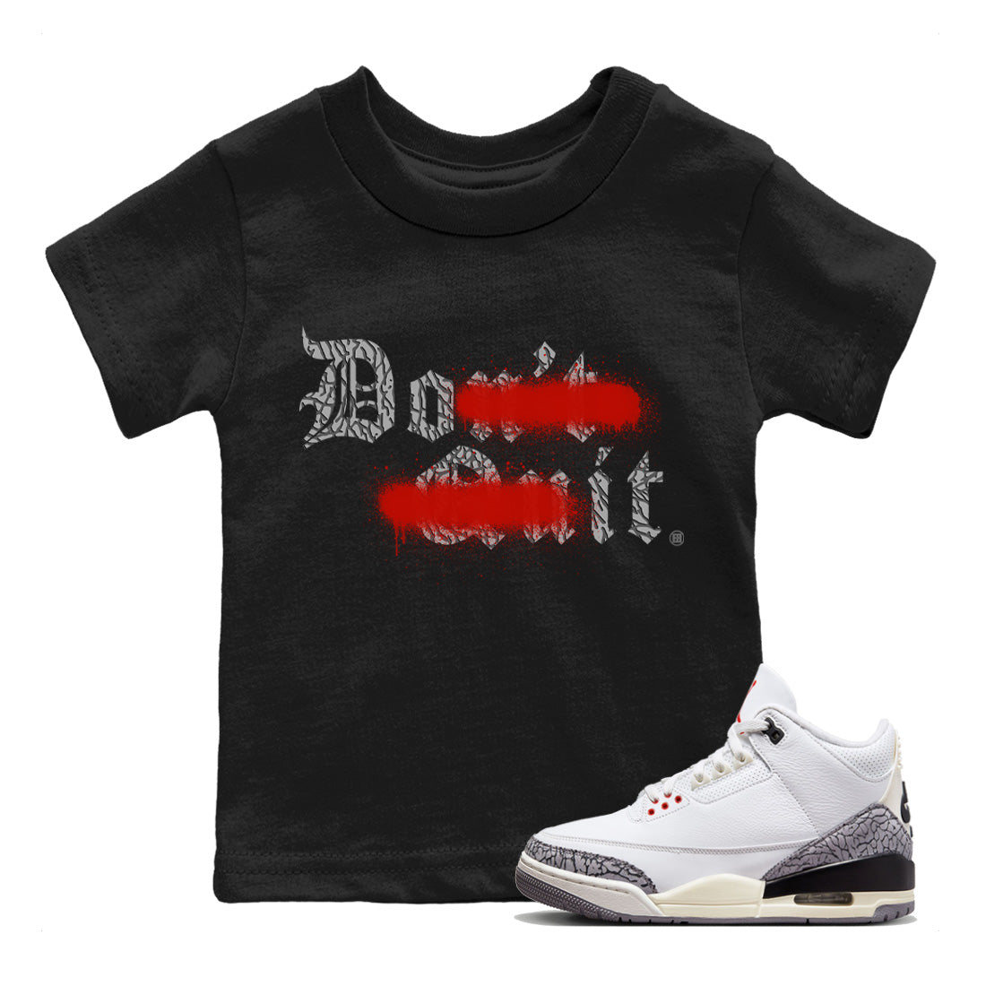 Don't Quit Do It Kids Tops - Air Jordan 3 White Cement