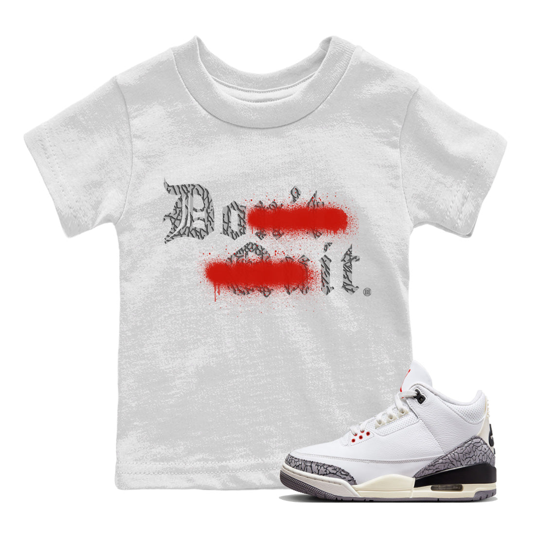 Don't Quit Do It Kids Tops - Air Jordan 3 White Cement
