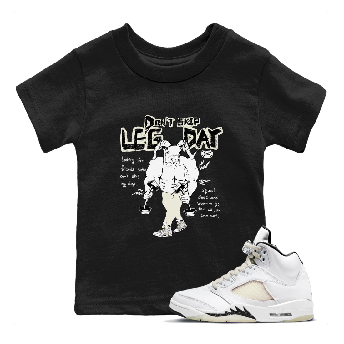 Don't Skip Leg Day snkmatch Tees Kids - Air Jordan 5 Sail