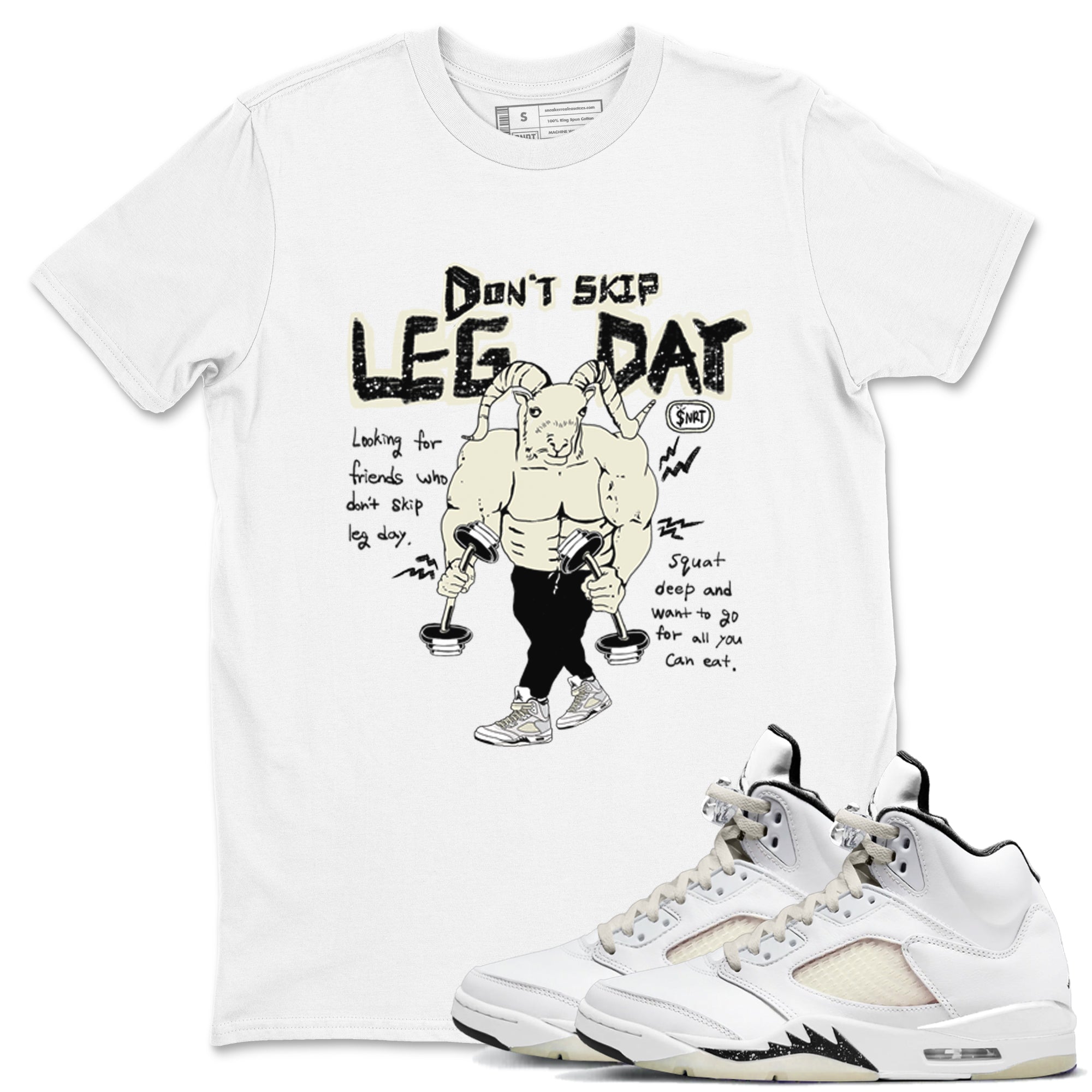 Don't Skip Leg Day snkmatch Tees - Air Jordan 5 Sail