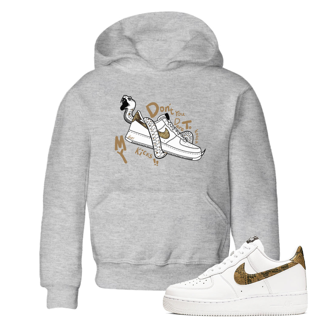 Don't Touch My Kicks snkmatch Tees Kids - Air Force 1 Ivory Snake