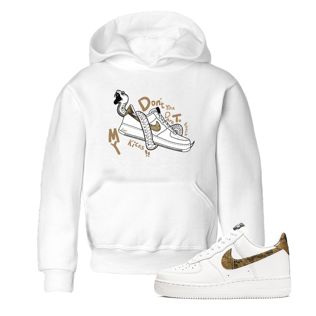 Don't Touch My Kicks snkmatch Tees Kids - Air Force 1 Ivory Snake