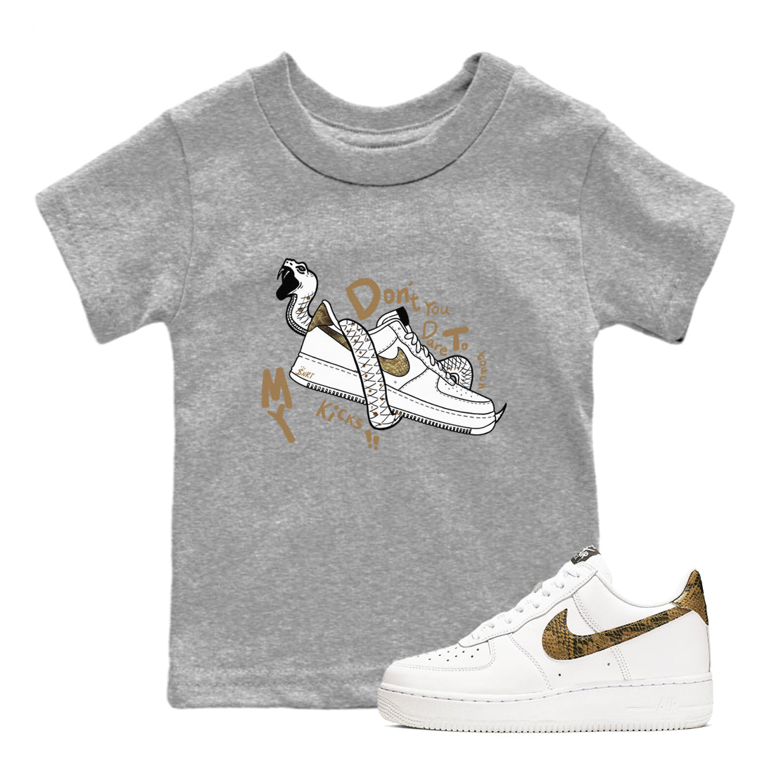 Don't Touch My Kicks snkmatch Tees Kids - Air Force 1 Ivory Snake