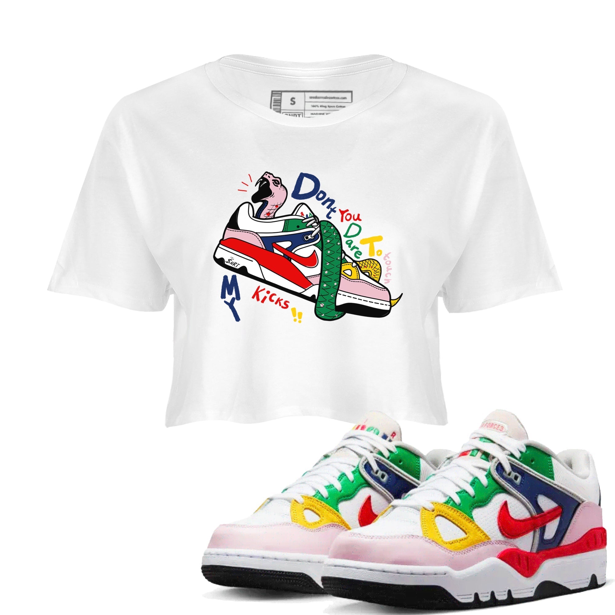 Don't Touch My Kicks snkmatch Women's Top - Air Force 3 Blue Void and Tour Yellow