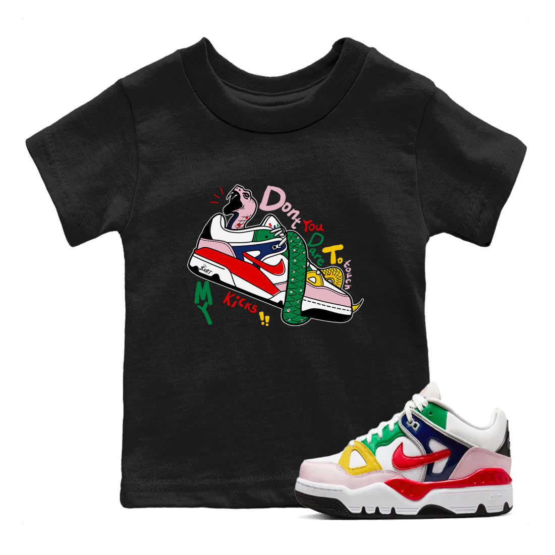 Don't Touch My Kicks snkmatch Tees Kids - Air Force 3 Blue Void and Tour Yellow