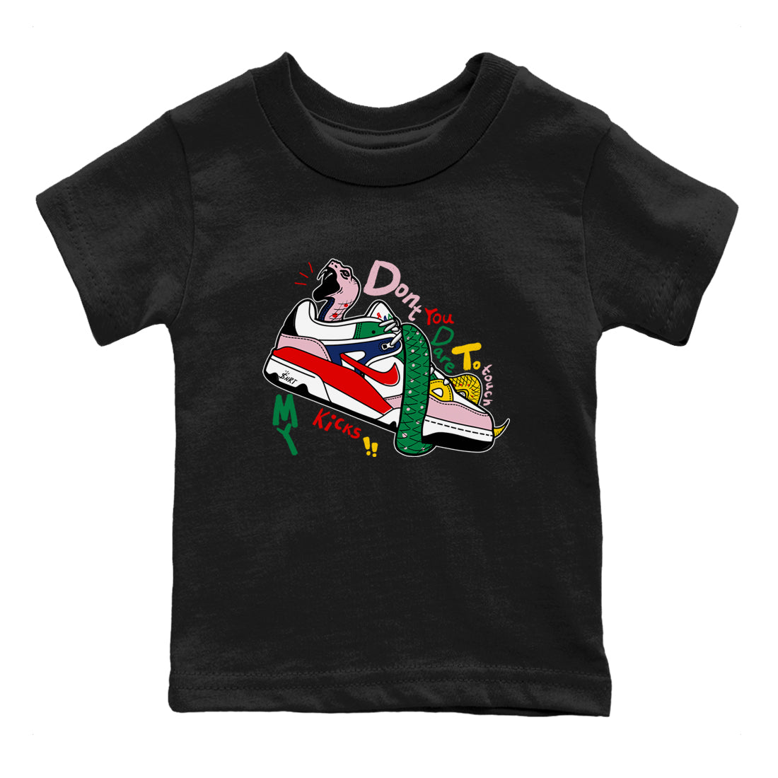 Don't Touch My Kicks snkmatch Tees Kids - Air Force 3 Blue Void and Tour Yellow