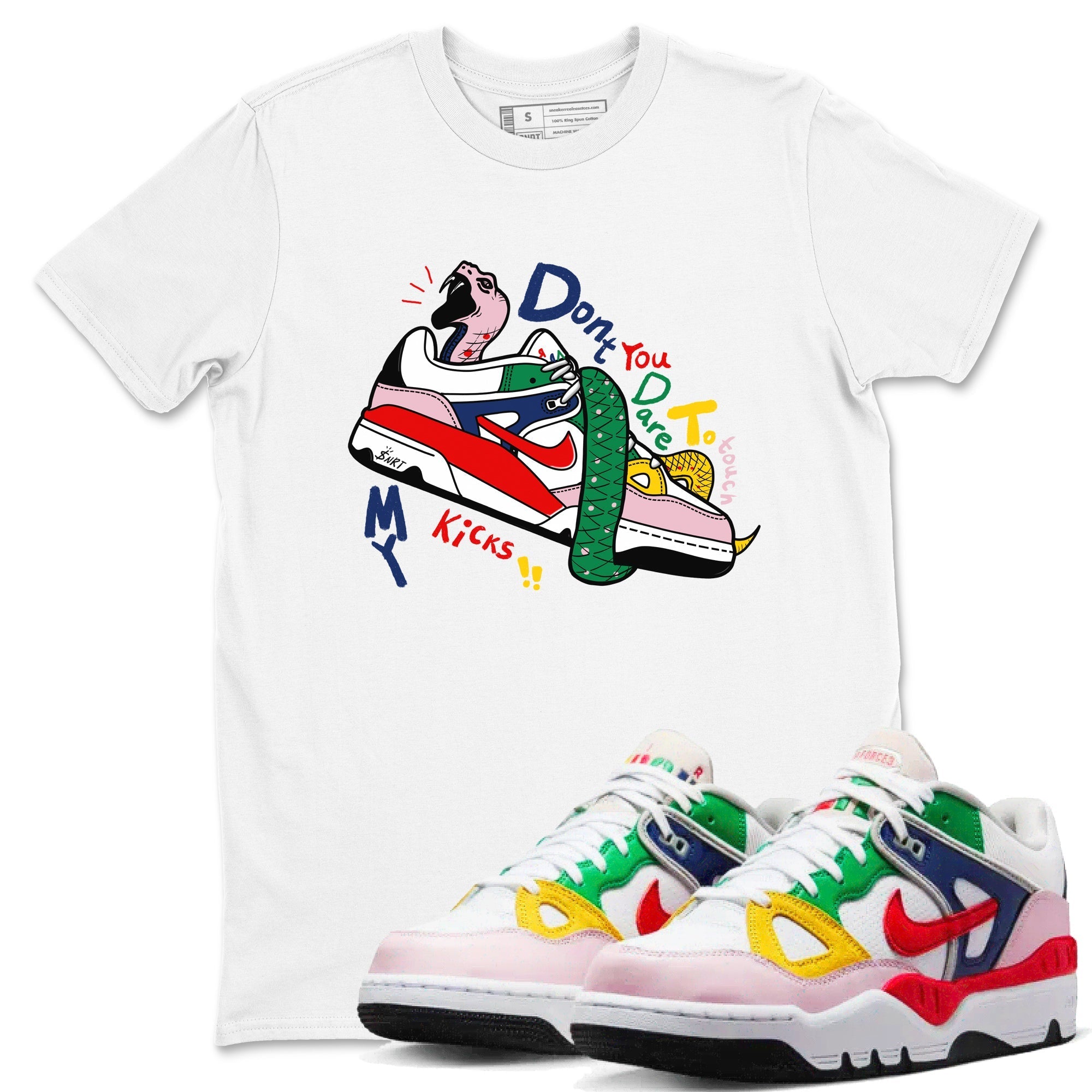 Don't Touch My Kicks snkmatch Tees - Air Force 3 Blue Void and Tour Yellow