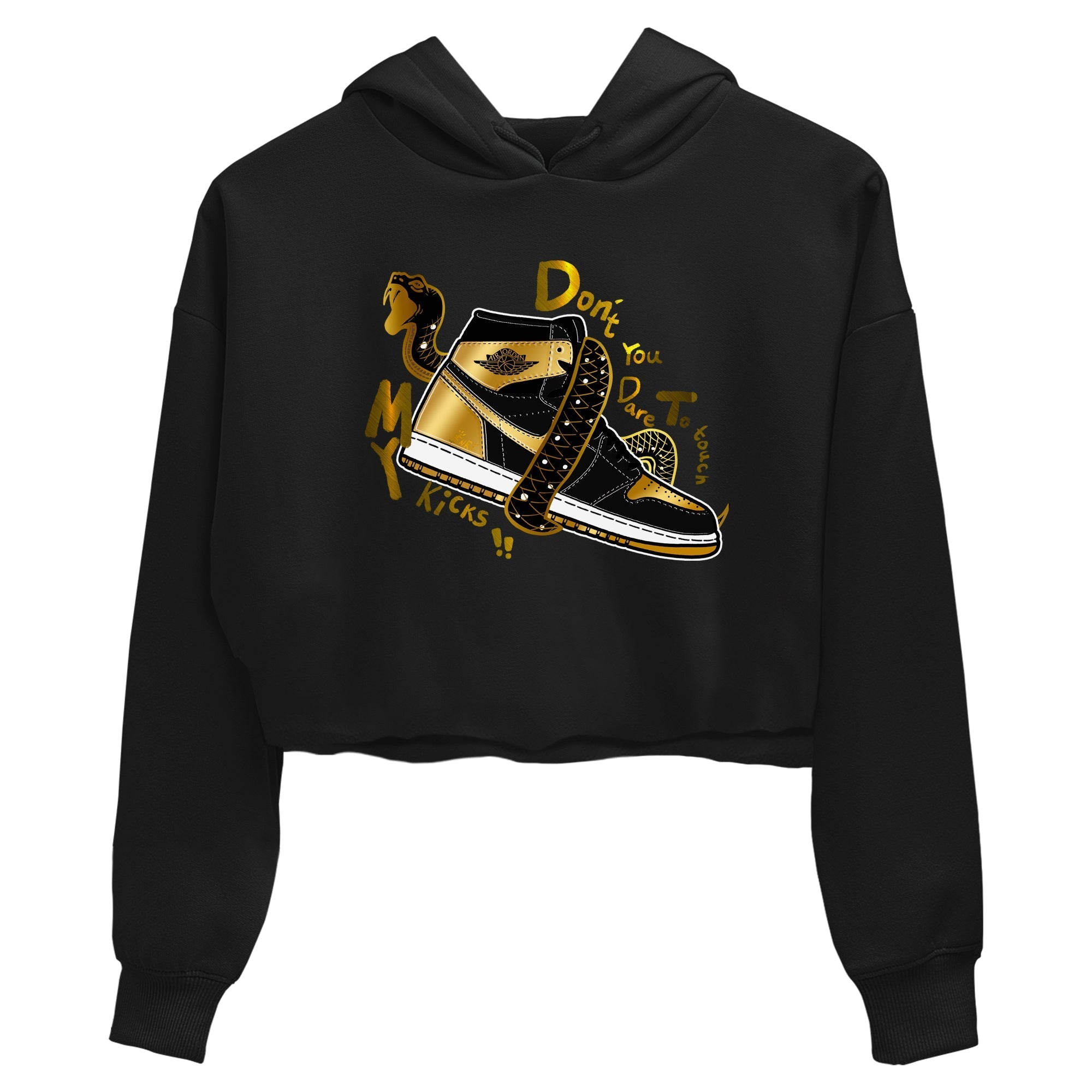 Don't Touch My Kicks snkmatch Women's Top - Air Jordan 1 Black Metallic Gold