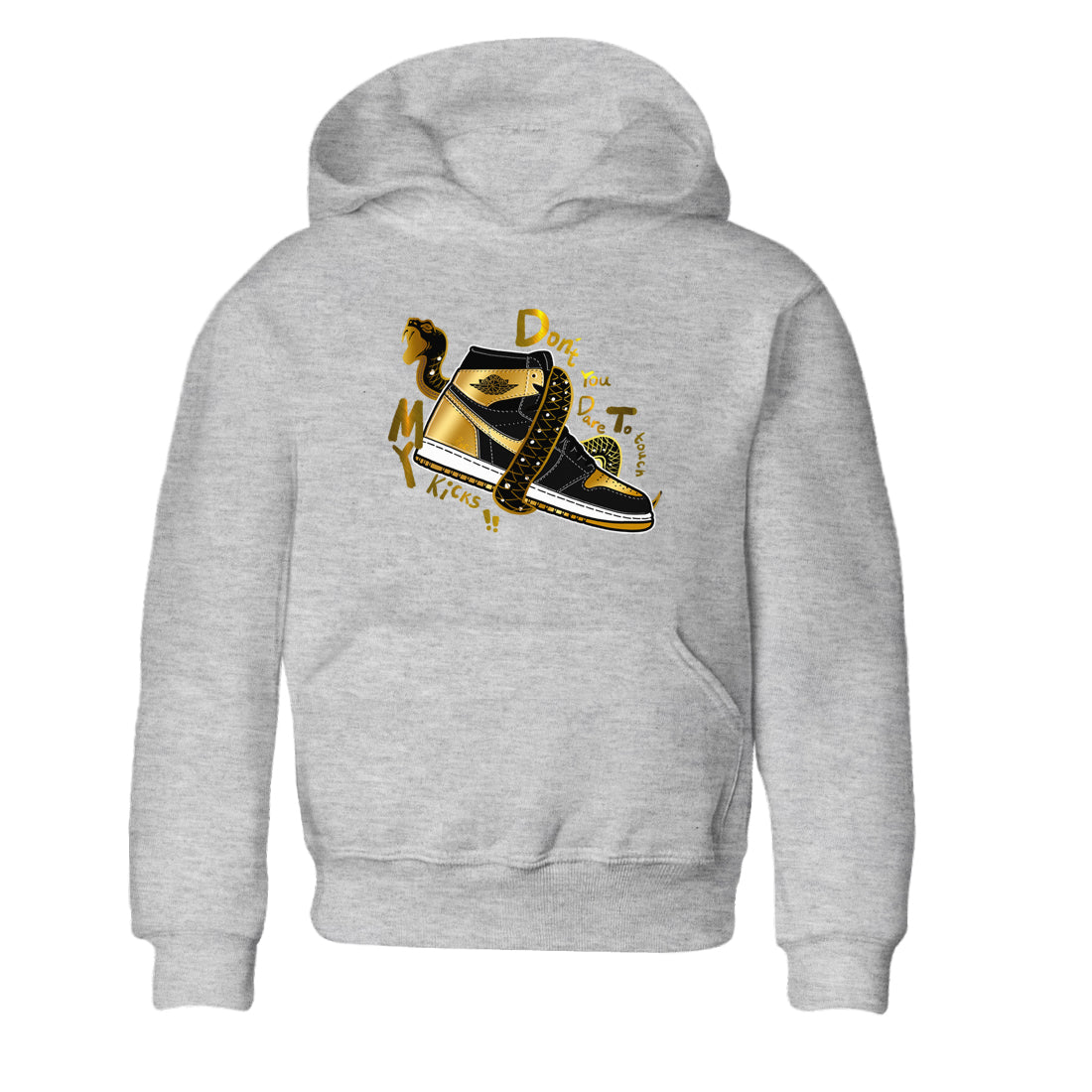 Don't Touch My Kicks snkmatch Tees Kids - Air Jordan 1 Black Metallic Gold
