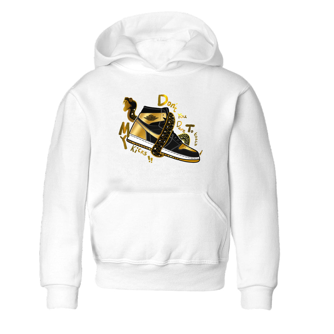 Don't Touch My Kicks snkmatch Tees Kids - Air Jordan 1 Black Metallic Gold
