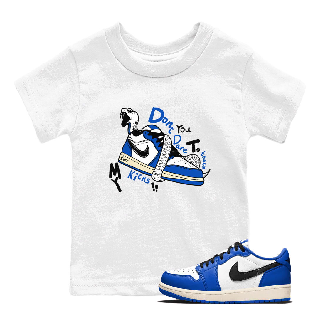 Don't Touch My Kicks snkmatch Tees Kids - Air Jordan 1 Game Royal