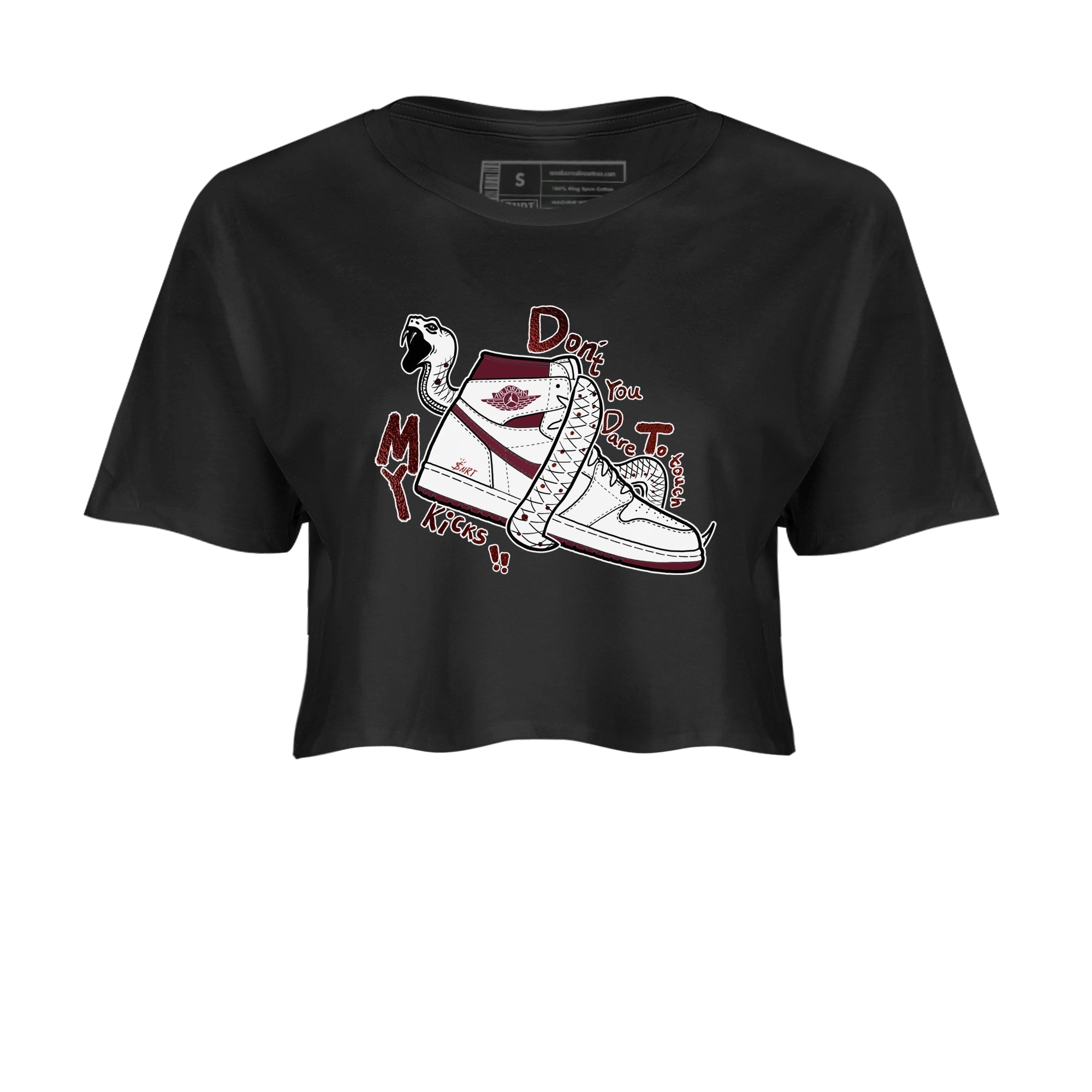 Don't Touch My Kicks snkmatch Women's Top - Air Jordan 1 Metallic Burgundy