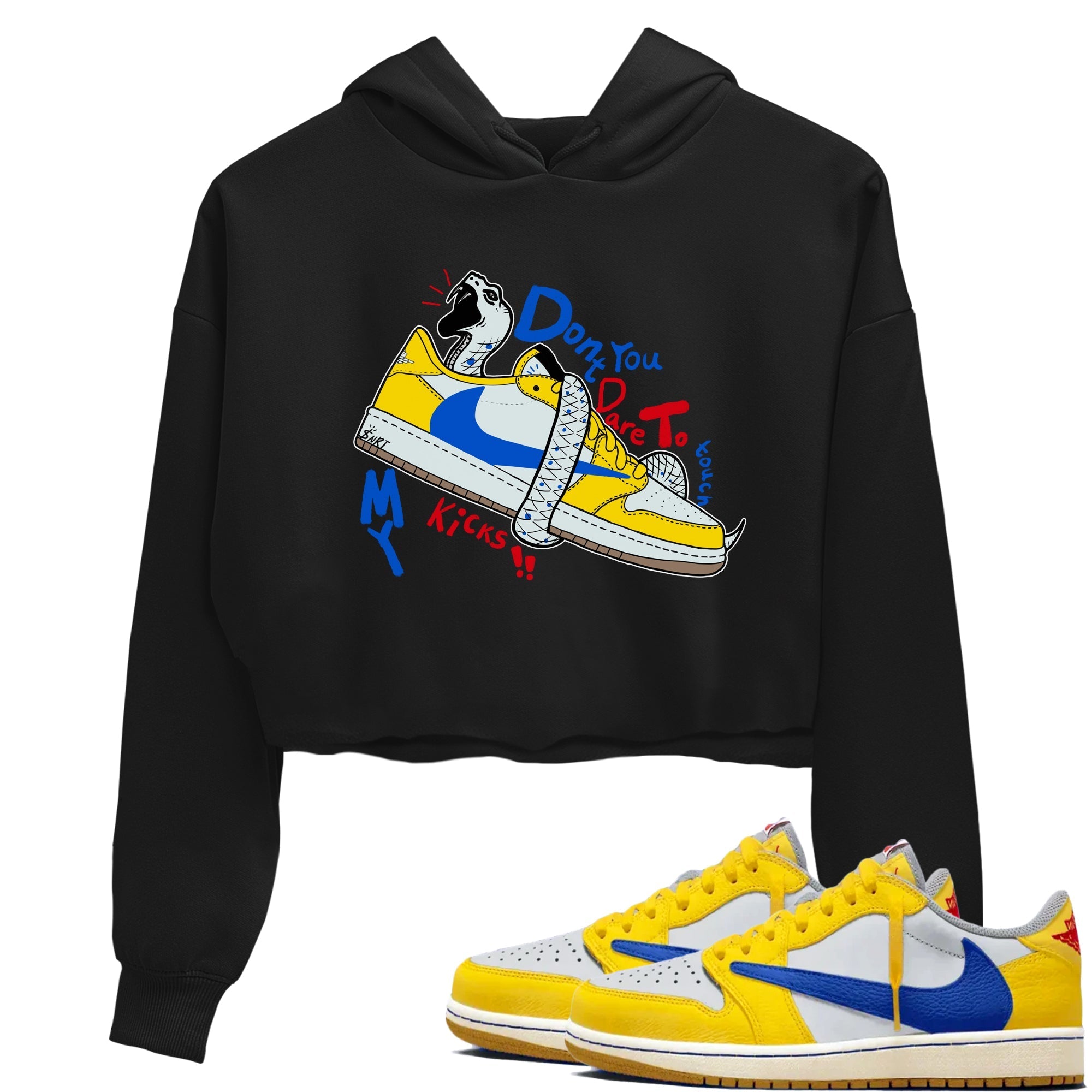 Don't Touch My Kicks snkmatch Women's Top - Air Jordan 1 Travis Scott Canary