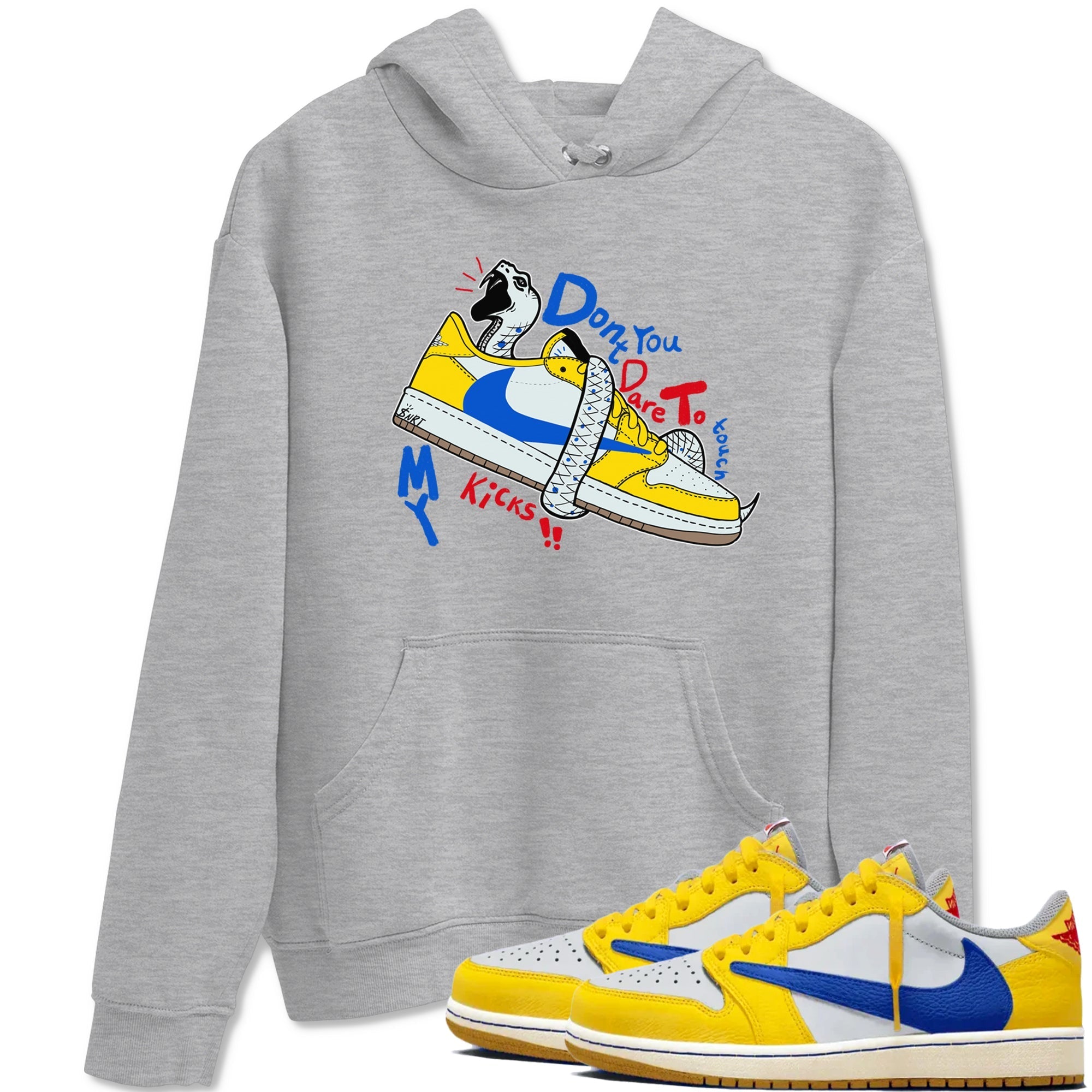Don't Touch My Kicks snkmatch Tees - Air Jordan 1 Travis Scott Canary