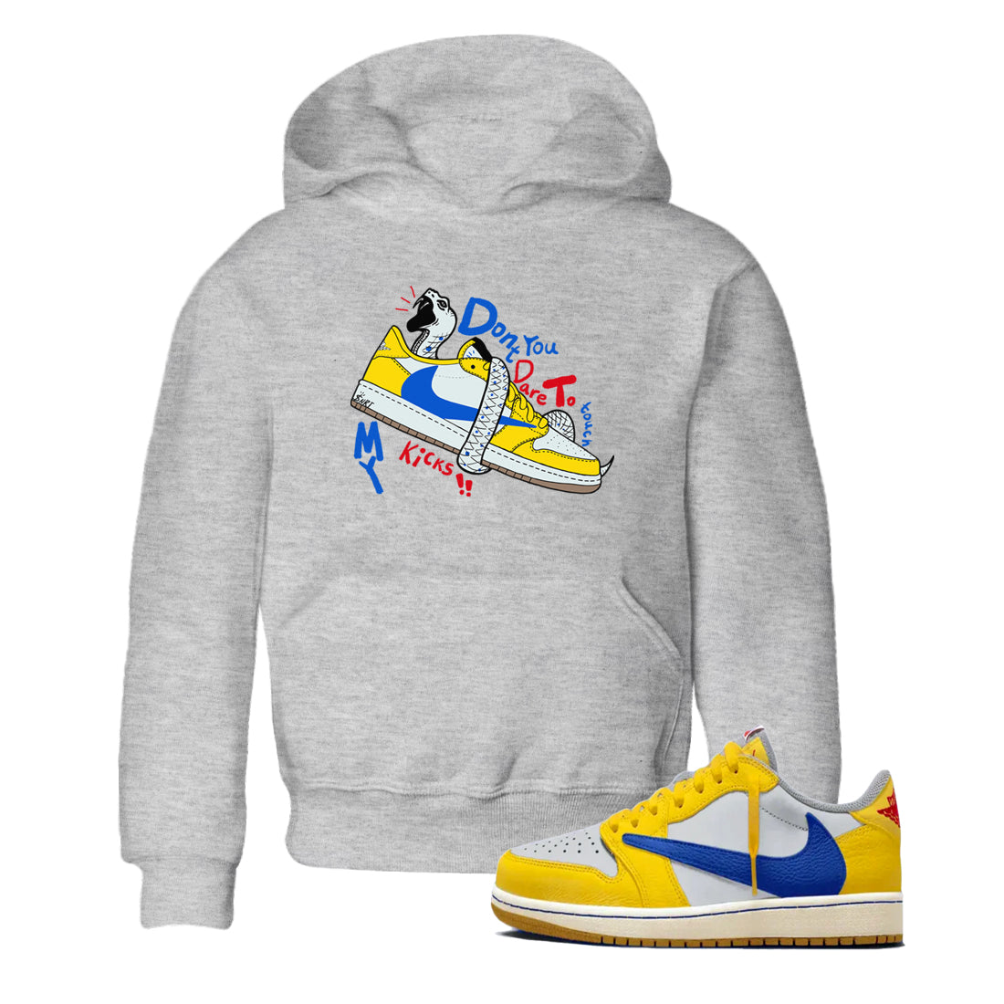 Don't Touch My Kicks snkmatch Tees Kids - Air Jordan 1 Travis Scott Canary