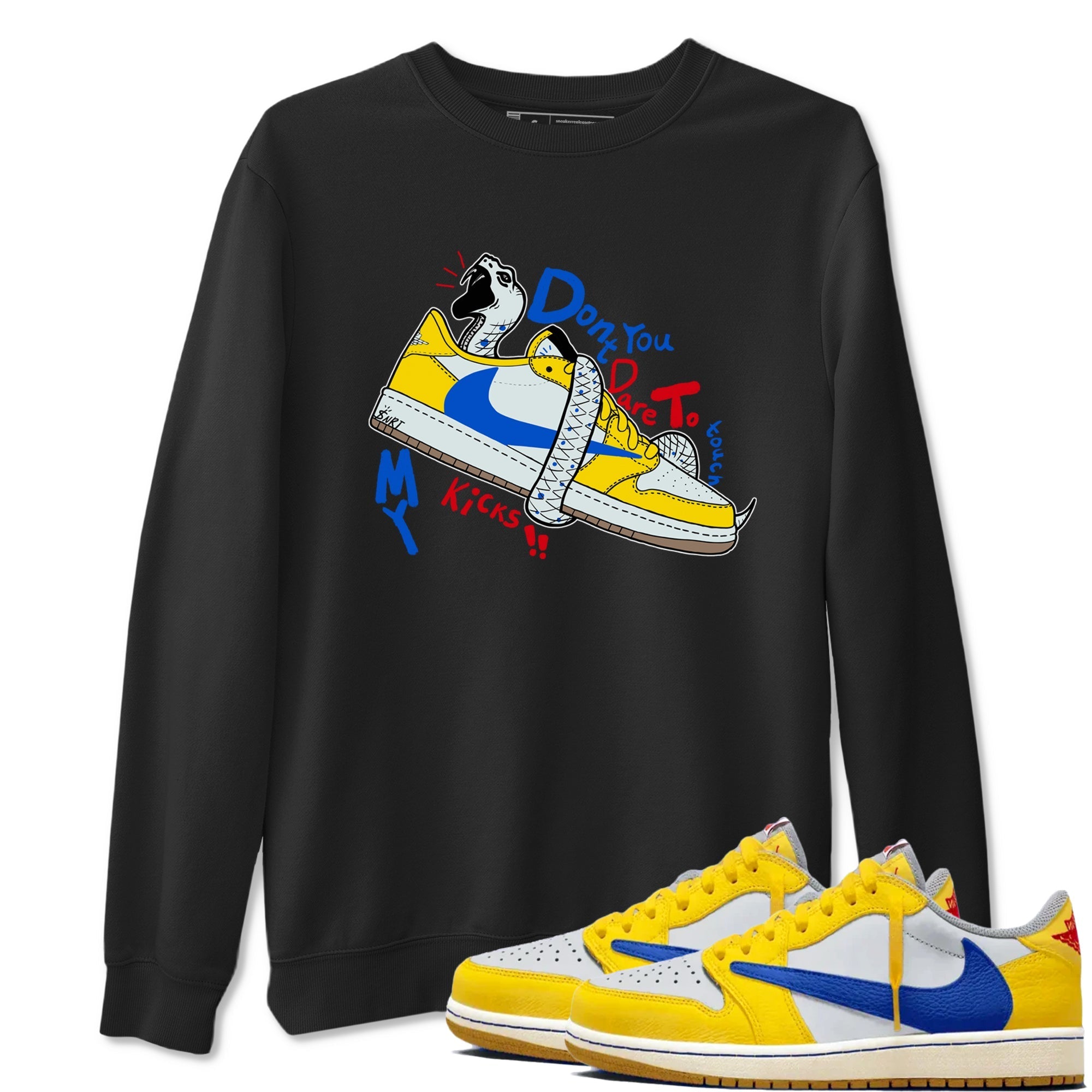 Don't Touch My Kicks snkmatch Tees - Air Jordan 1 Travis Scott Canary