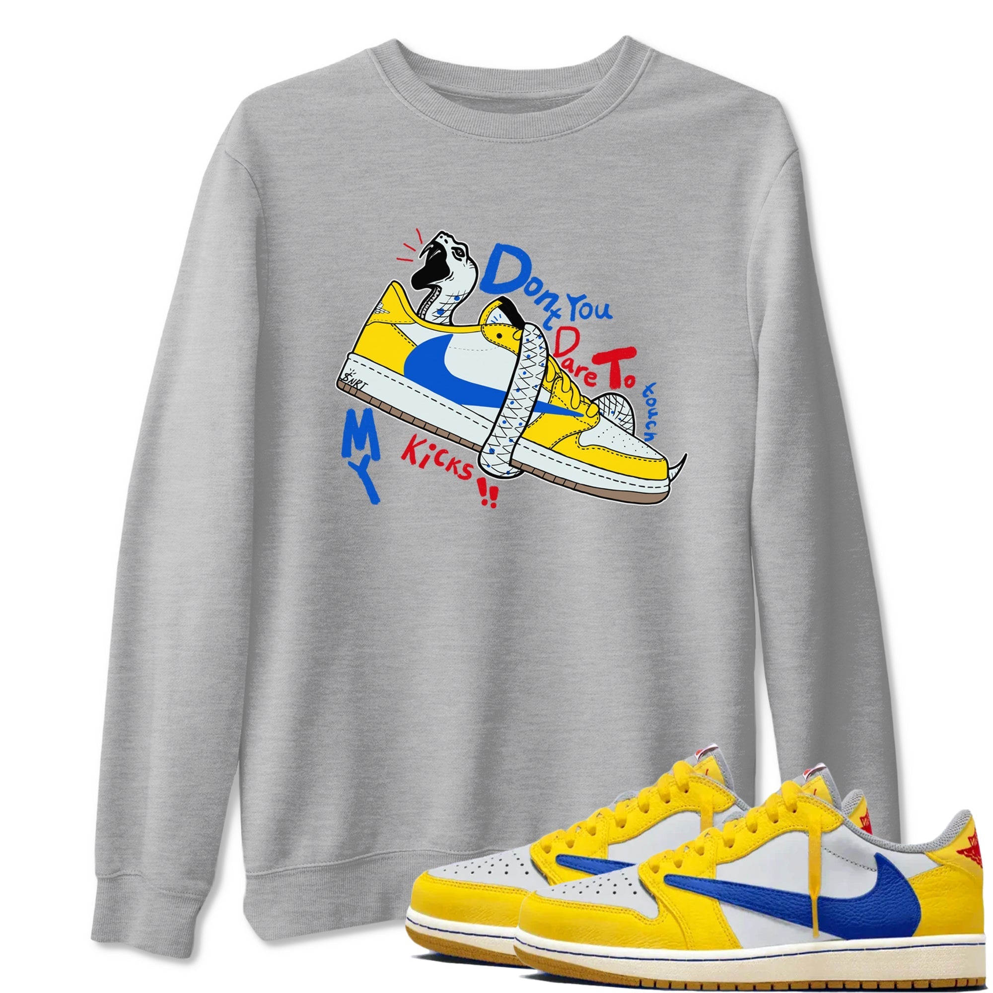 Don't Touch My Kicks snkmatch Tees - Air Jordan 1 Travis Scott Canary