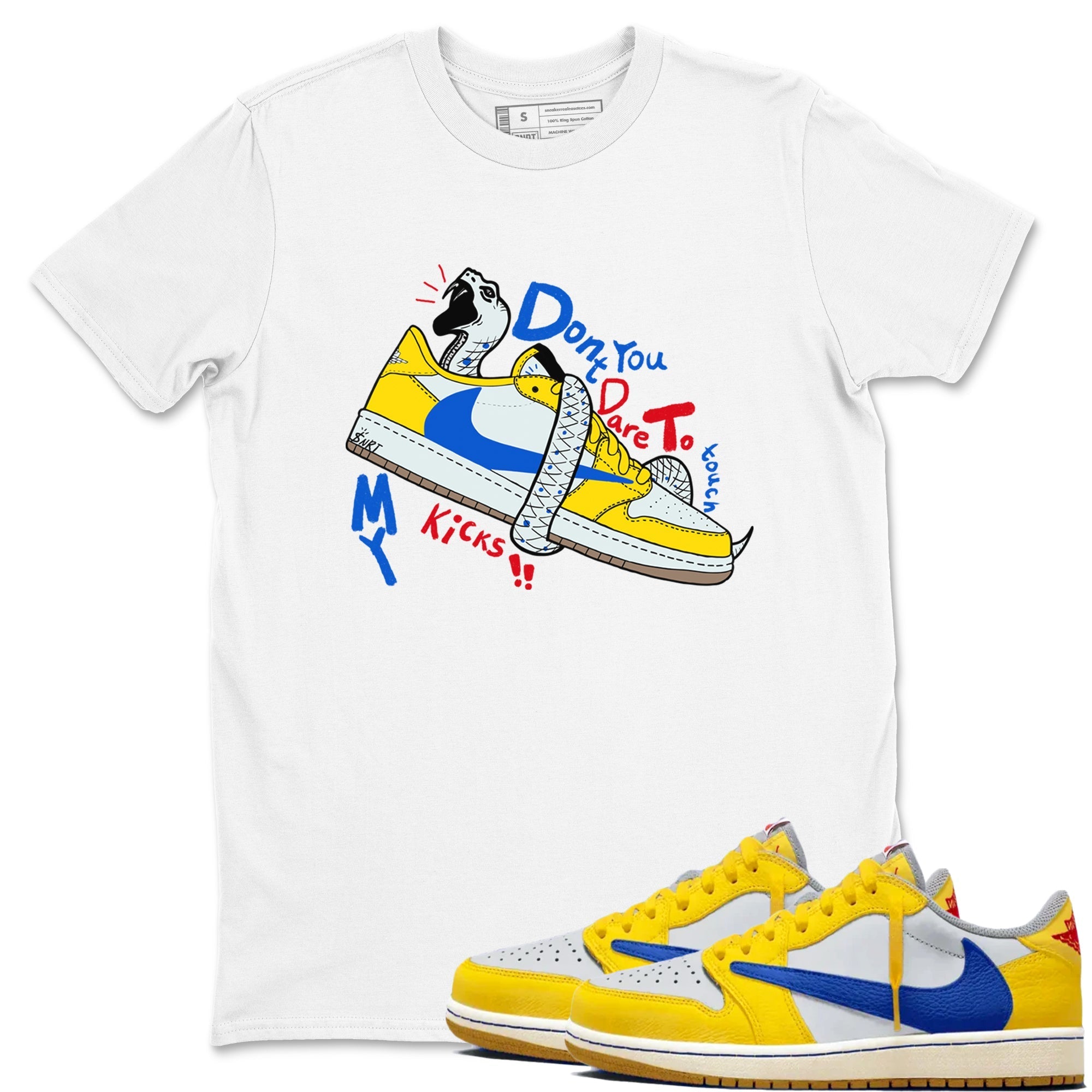 Don't Touch My Kicks snkmatch Tees - Air Jordan 1 Travis Scott Canary