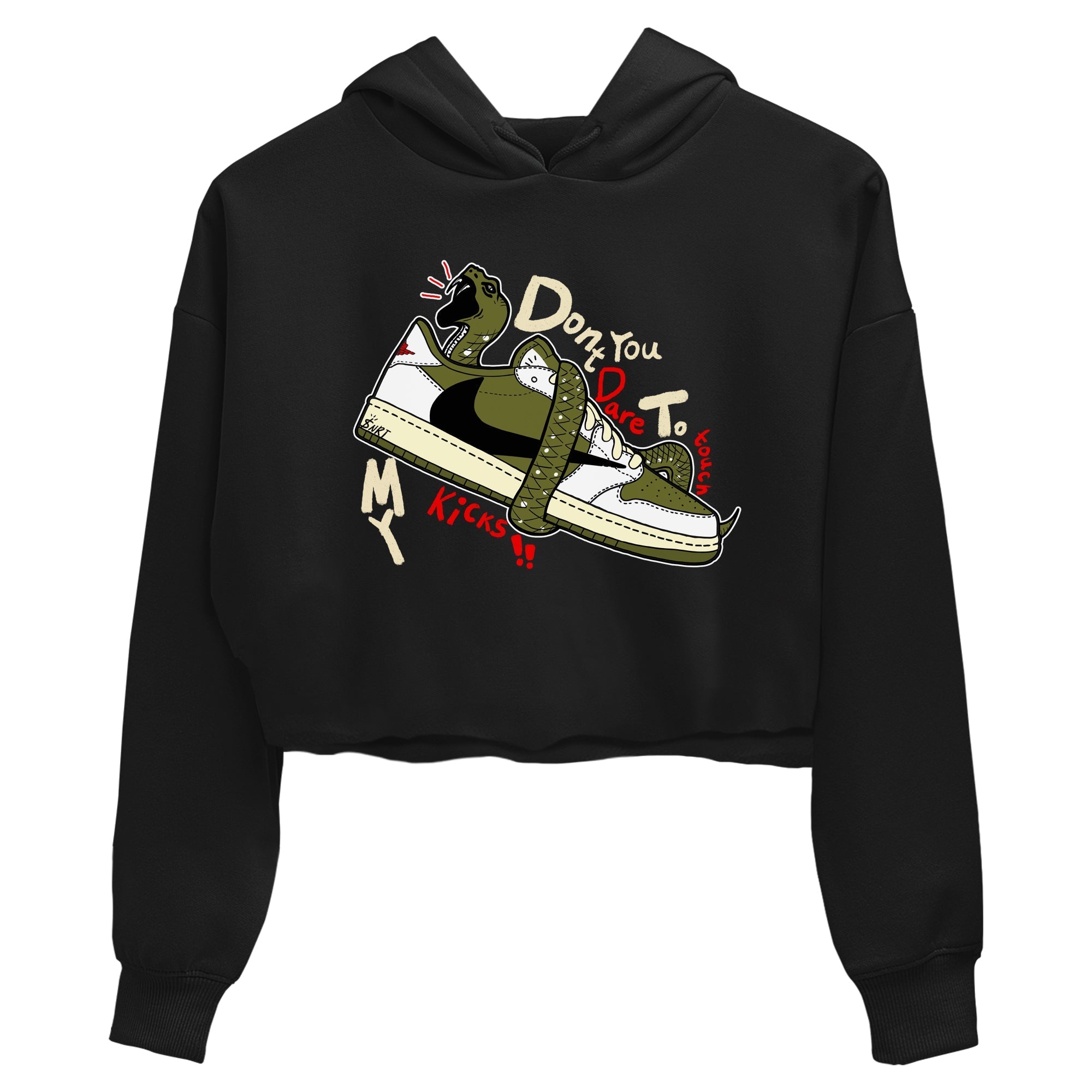 Don't Touch My Kicks snkmatch Women's Top - Air Jordan 1 Travis Scott Medium Olive