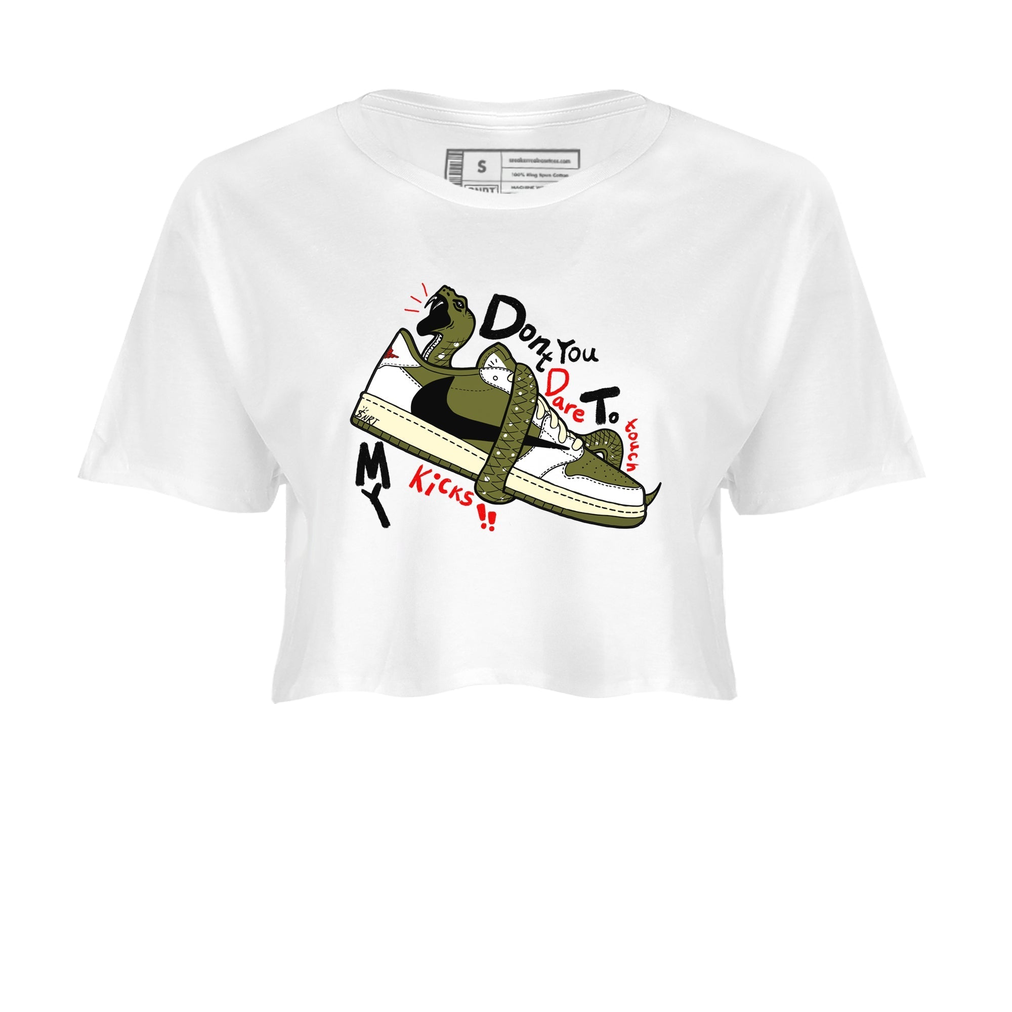 Don't Touch My Kicks snkmatch Women's Top - Air Jordan 1 Travis Scott Medium Olive