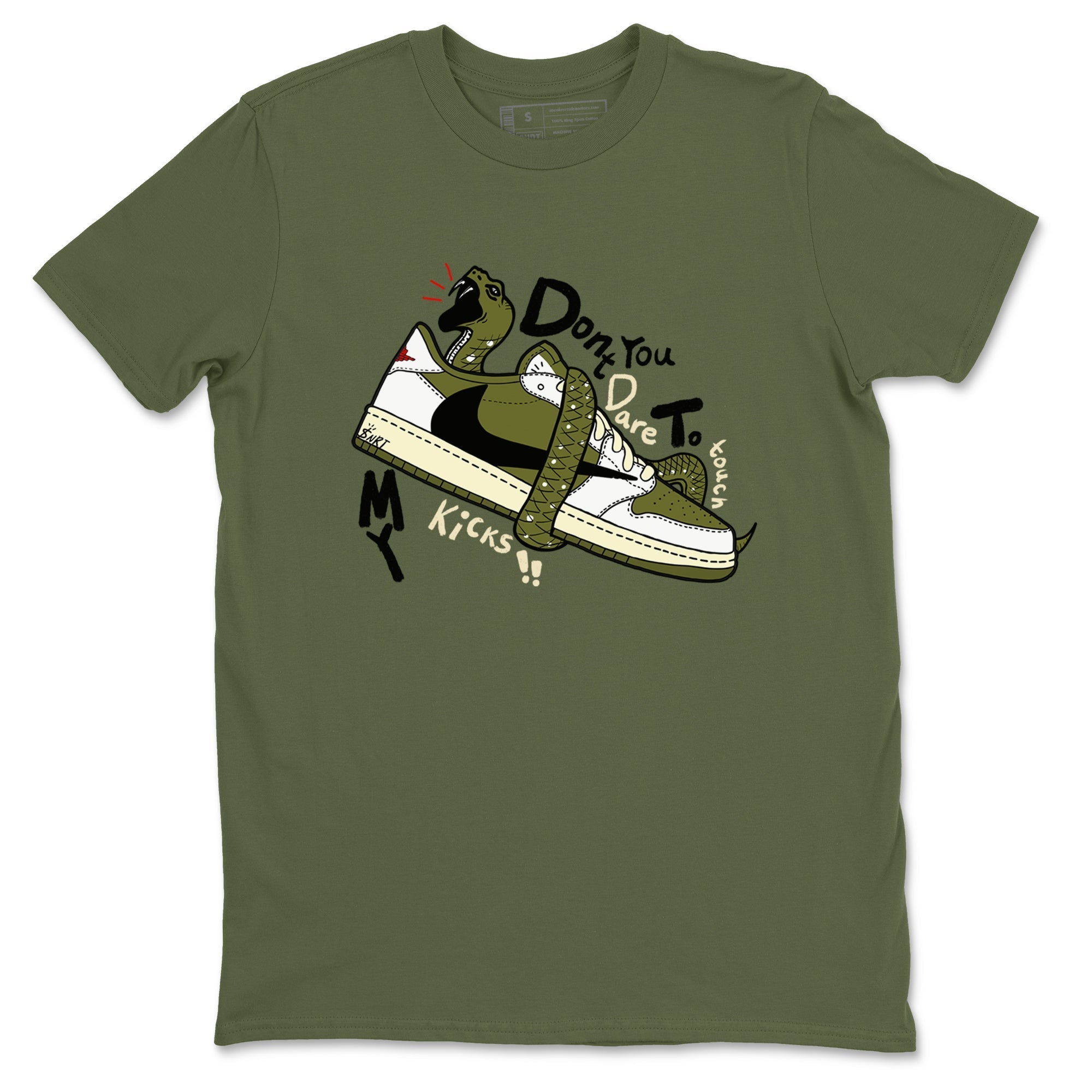 Don't Touch My Kicks snkmatch Tees - Air Jordan 1 Travis Scott Medium Olive
