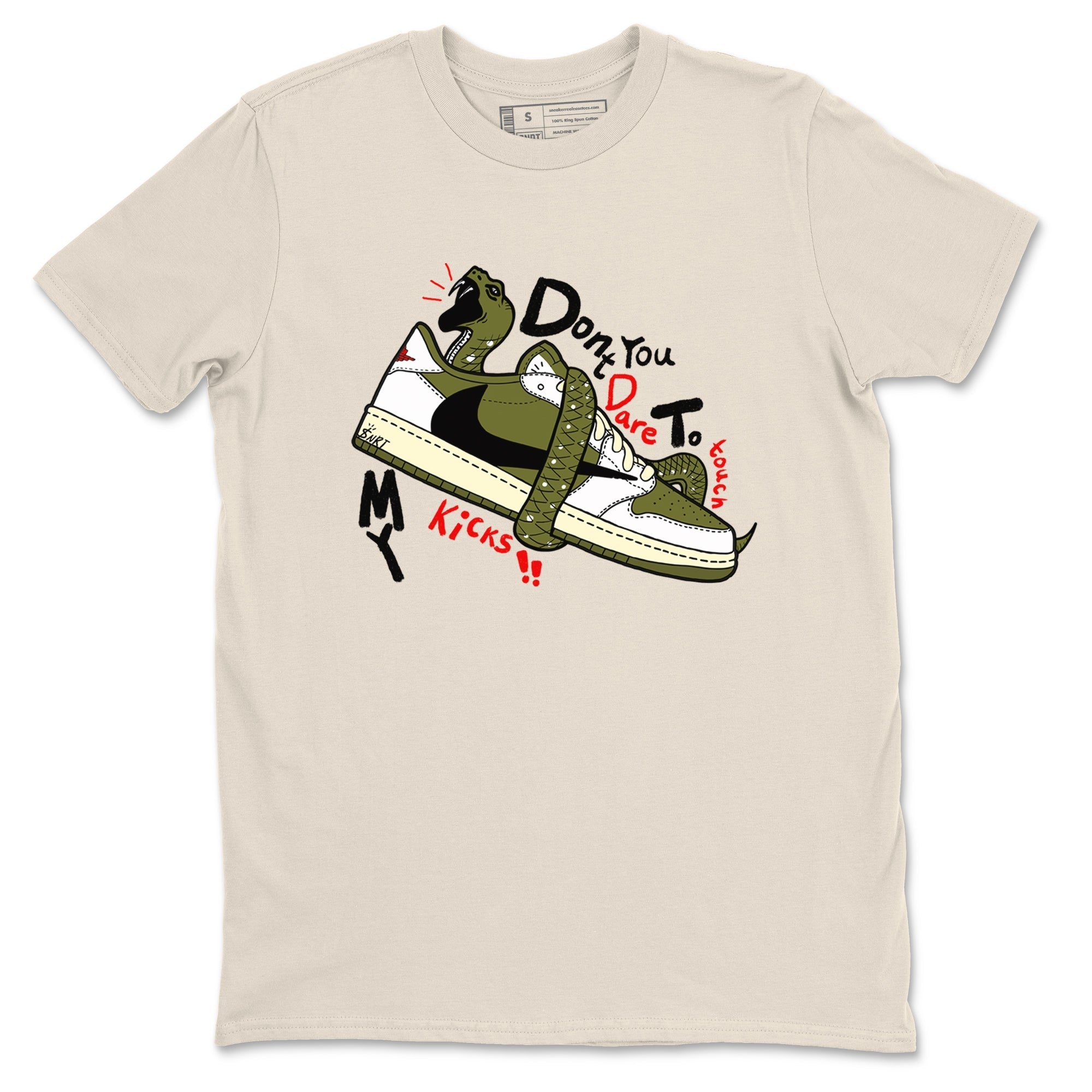 Don't Touch My Kicks snkmatch Tees - Air Jordan 1 Travis Scott Medium Olive