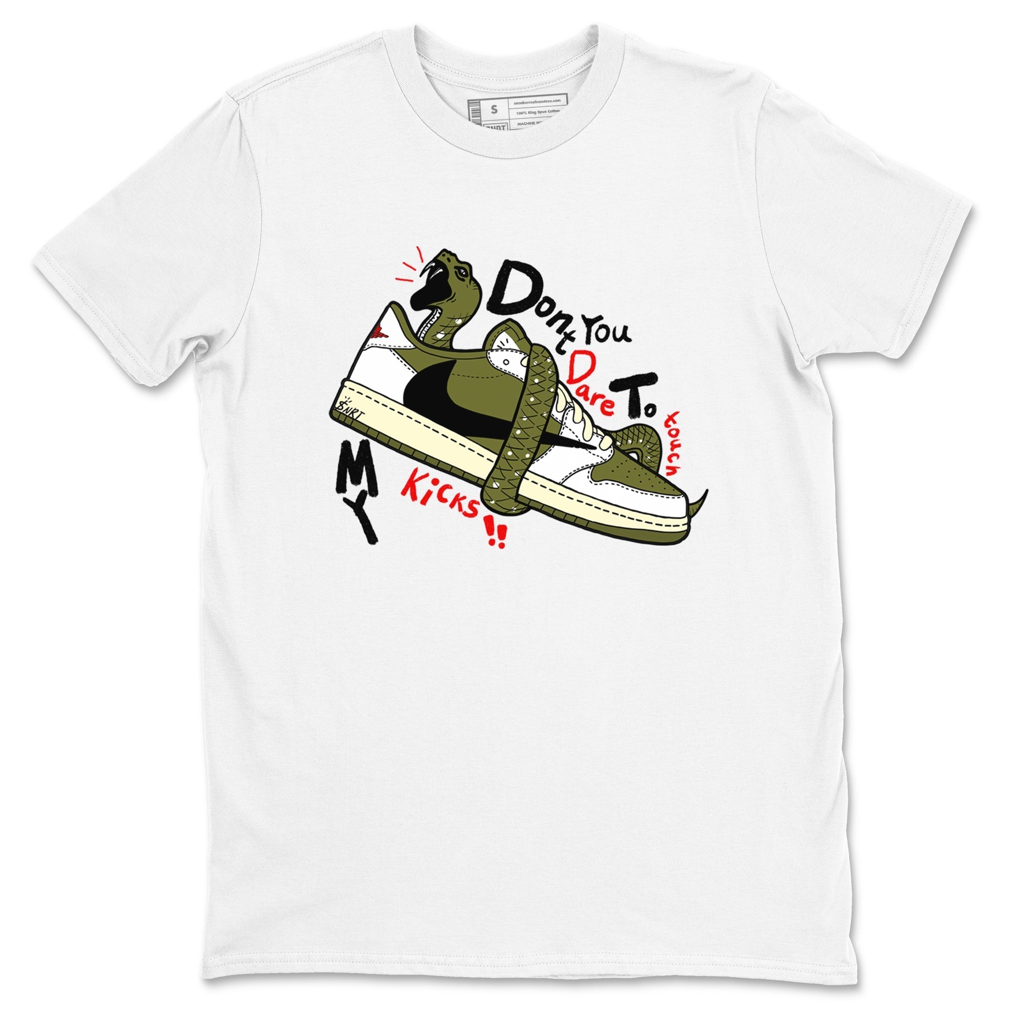 Don't Touch My Kicks snkmatch Tees - Air Jordan 1 Travis Scott Medium Olive