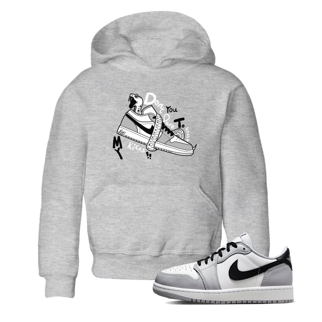 Don't Touch My Kicks snkmatch Tees Kids - Air Jordan 1 Wolf Grey