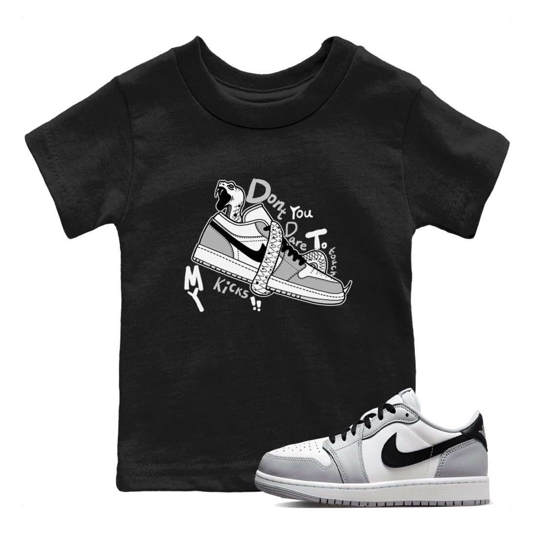 Don't Touch My Kicks snkmatch Tees Kids - Air Jordan 1 Wolf Grey