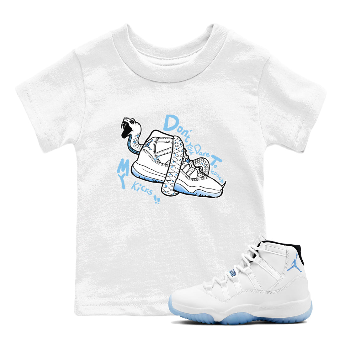 Don't Touch My Kicks snkmatch Tees Kids - Air Jordan 11 Legend Blue
