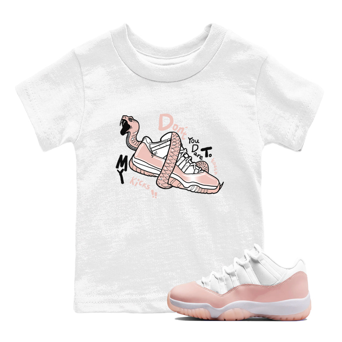 Don't Touch My Kicks snkmatch Tees Kids - Air Jordan 11 Legend Pink