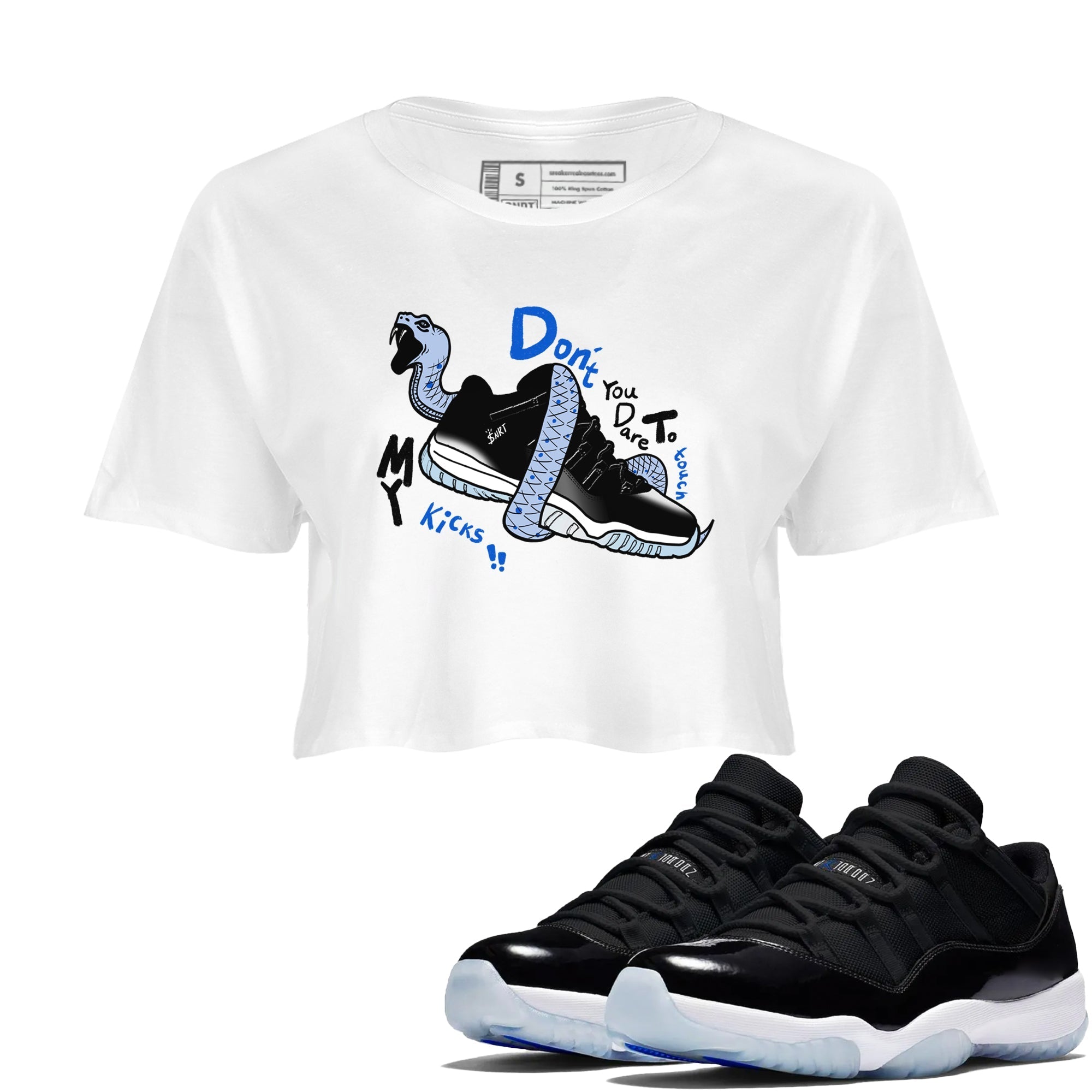 Don't Touch My Kicks snkmatch Women's Top - Air Jordan 11 Black and Varsity Royal
