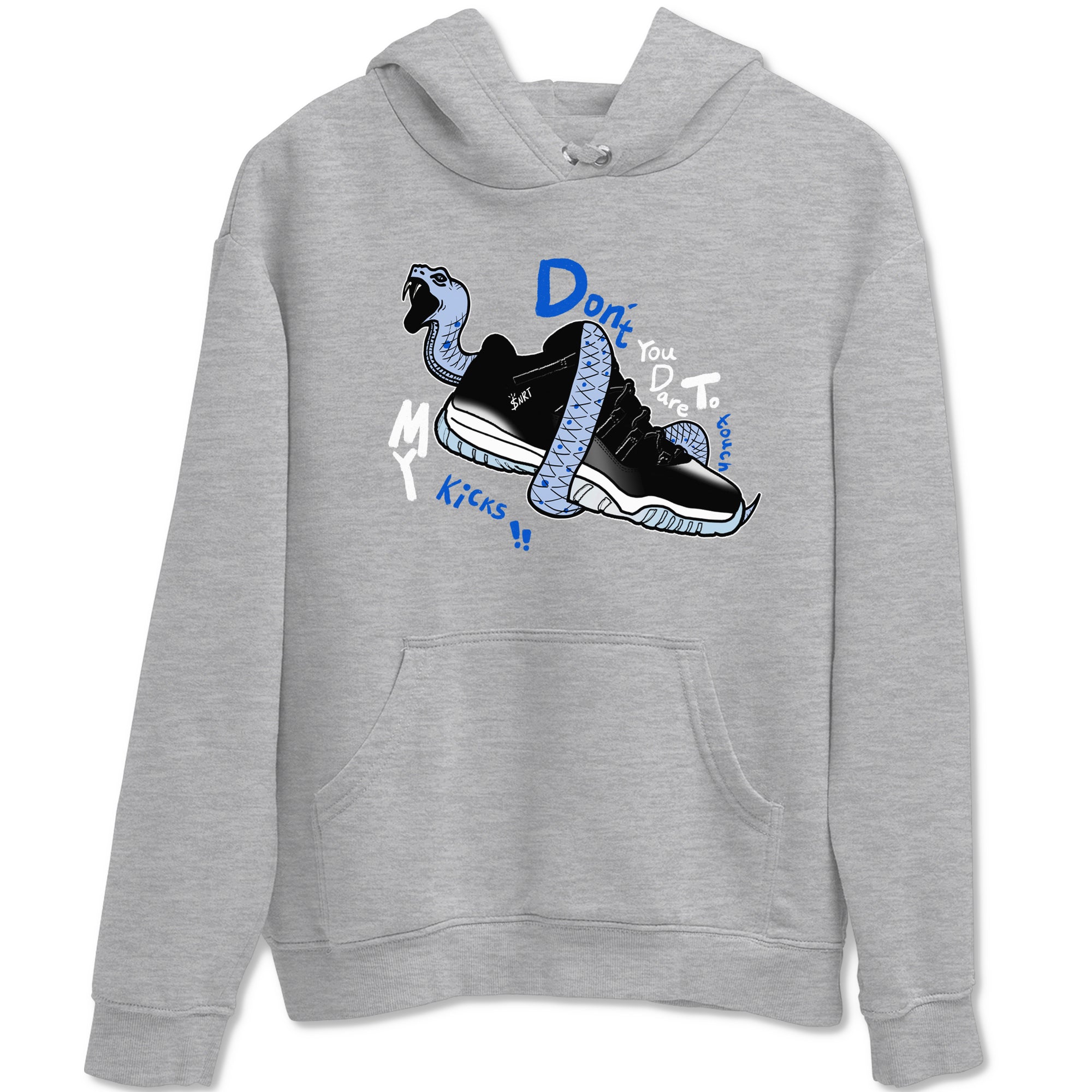 Don't Touch My Kicks snkmatch Tees - Air Jordan 11 Black and Varsity Royal