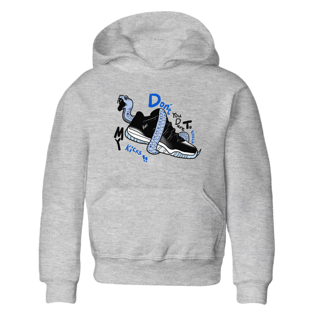 Don't Touch My Kicks snkmatch Tees Kids - Air Jordan 11 Black and Varsity Royal