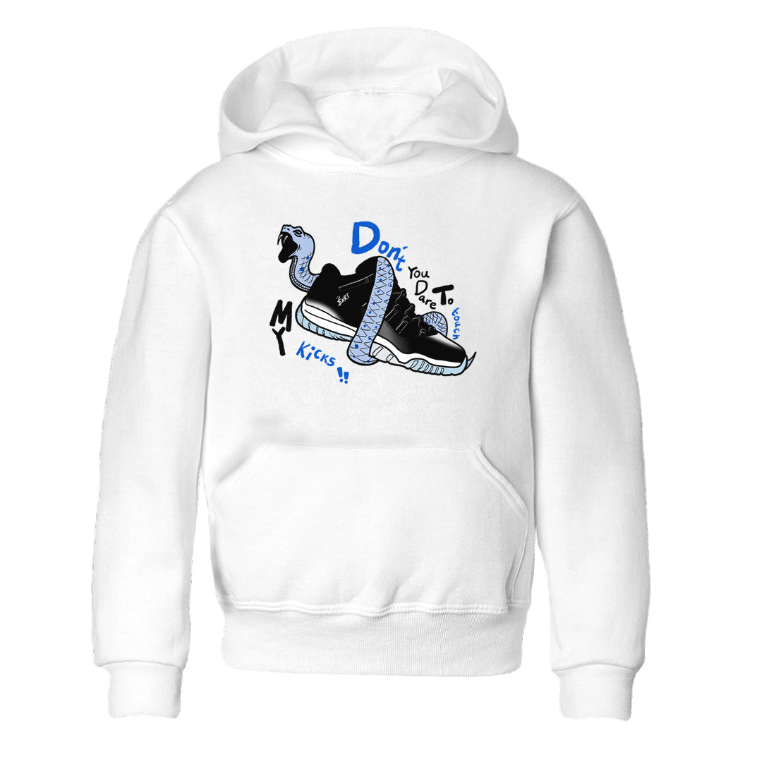 Don't Touch My Kicks snkmatch Tees Kids - Air Jordan 11 Black and Varsity Royal