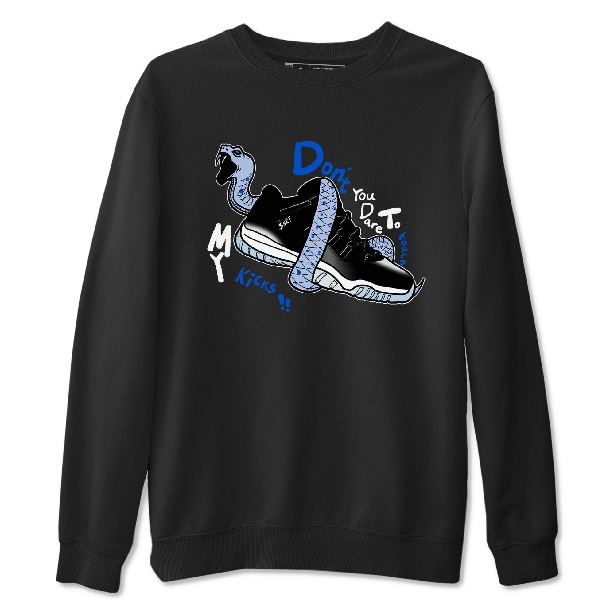 Don't Touch My Kicks snkmatch Tees - Air Jordan 11 Black and Varsity Royal