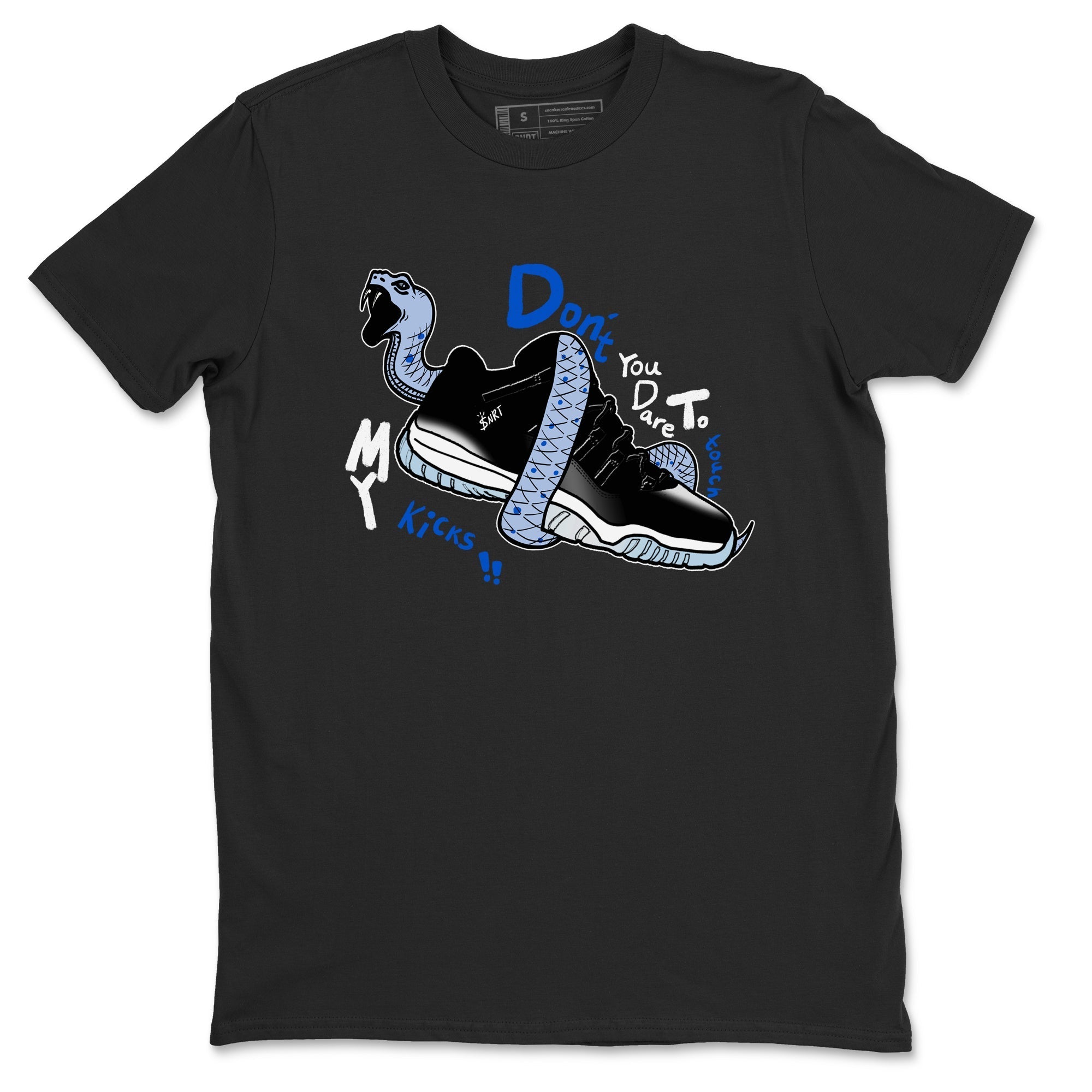 Don't Touch My Kicks snkmatch Tees - Air Jordan 11 Black and Varsity Royal