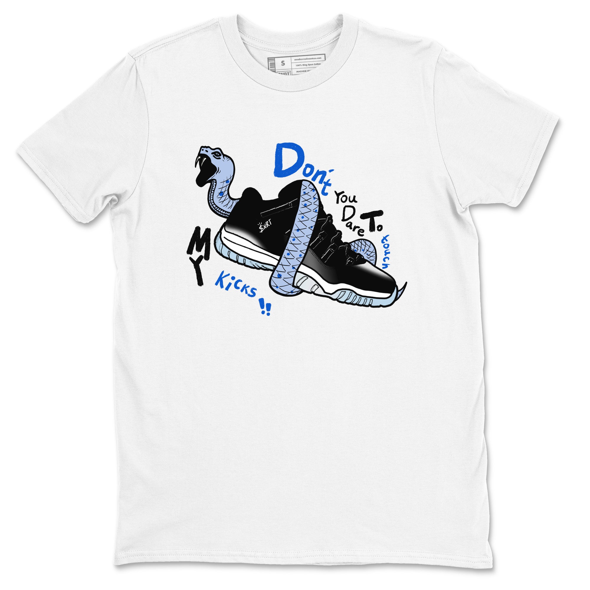 Don't Touch My Kicks snkmatch Tees - Air Jordan 11 Black and Varsity Royal