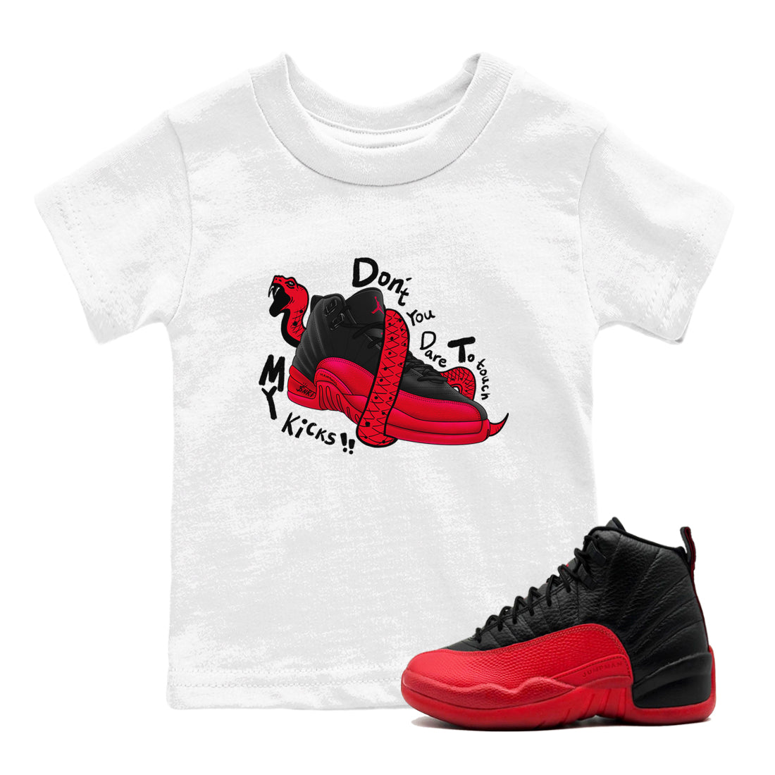 Don't Touch My Kicks snkmatch Tees Kids - Air Jordan 12 Flu Game