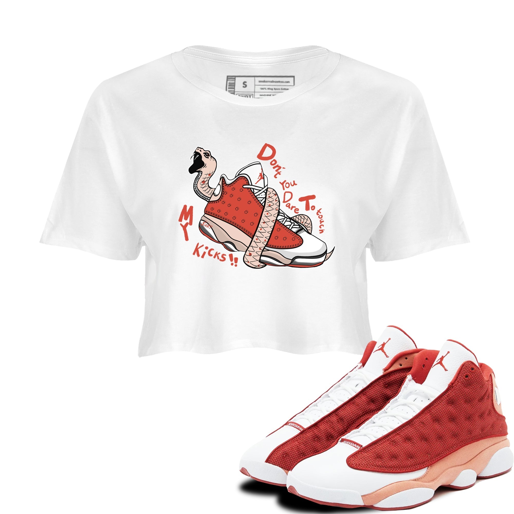 Don't Touch My Kicks snkmatch Women's Top - Air Jordan 13 Dune Red