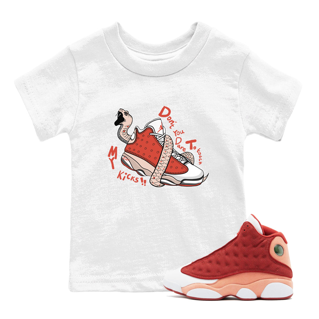Don't Touch My Kicks snkmatch Tees Kids - Air Jordan 13 Dune Red