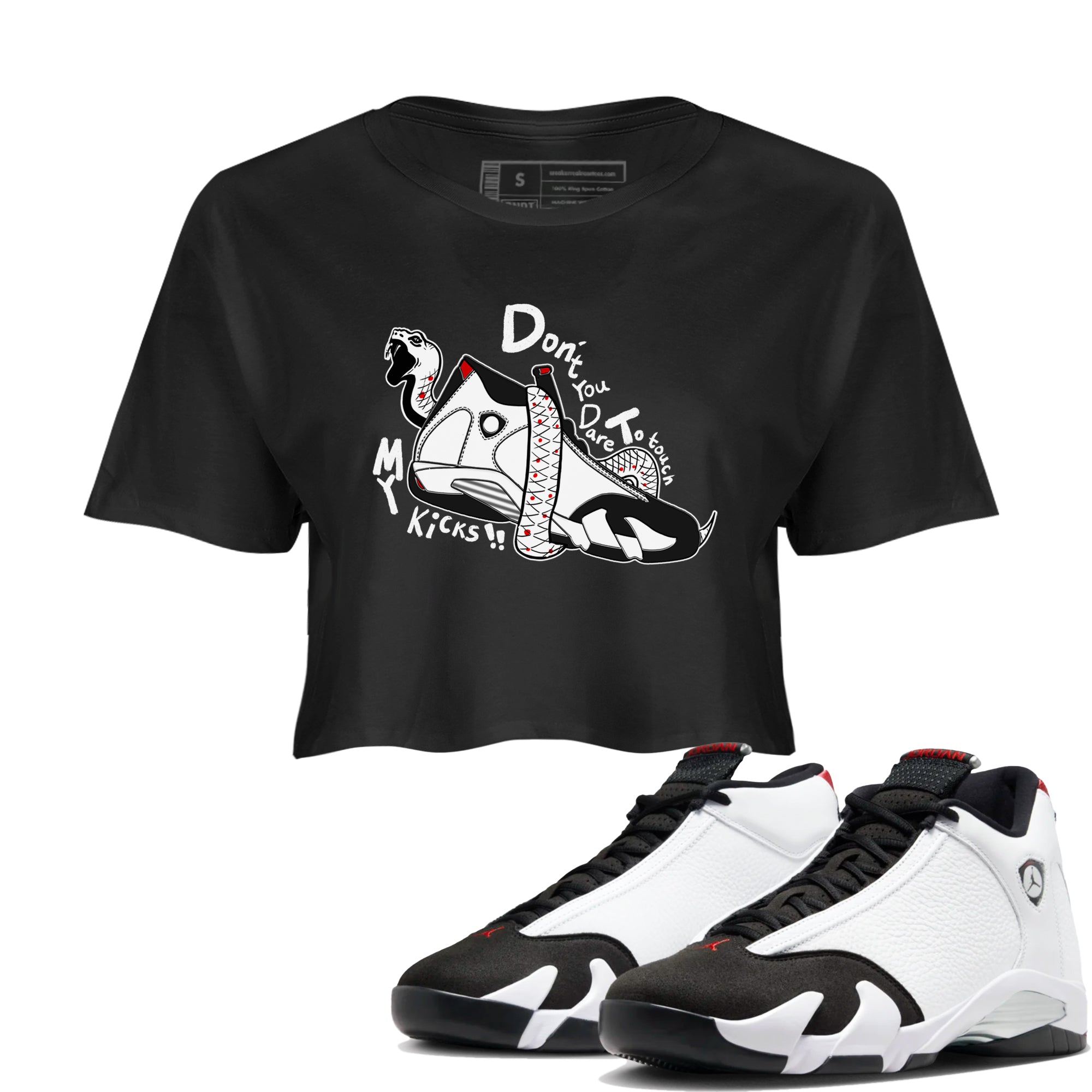 Don't Touch My Kicks snkmatch Women's Top - Air Jordan 14 Black Toe